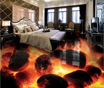 Pasūtījuma 3d grīdas Akmens degošas uguns Vannas istabas Grīdas, Sienas Self-adhesive pvc grīdas, sienas papīri mājas dekoru