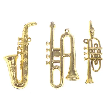24PC/Set Namiņš Mini Zelta Taures Saksofonu pūšaminstrumentu Lelle Mūzikas Instrumentu Modelis Doll House Mūzikas Bārs Accessor