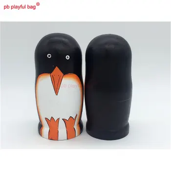 PB Jautrs soma Septiņas slāni Pingvīns krievu lelles krāsotas roku darbs, koka rotaļlietas komplekti pāris dzimšanas dienas dāvanas, mājas apdare HG46 4