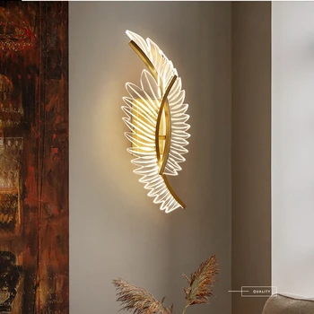Guļamistaba Apgaismojums LED Sienas Apgaismojums Mājas Dzīvojamā Istaba Mūsdienu Iekštelpu Sienu apdarē Zelta Spārniem Dizaina Ēnā Sconce Lampas Armatūra 0