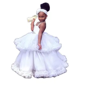 Princese Puķu Meiteņu Kleitas, Kāzu Dārgakmens Kakla 3D Ziedu Bērni Grezna Kleita Bumbu Kleita Toddler Komūniju Kleitas 0