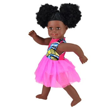 Vairumtirdzniecības custom modes PVC melns spilgti meitene rotaļlietu, mazulis lelle dāvanu bērniem, 18inches Āfrikā, Amerikā black lelle