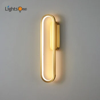 Moderna un vienkārša vara sienas lampas guļamistabas gultas lampa radošo minimālisma eju sienas gaismas 0