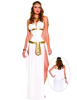 Seksīgs Modes Ēģiptē Kleopatras Gara Balta Kleita Halloween Pieaugušo Sieviešu Cosplay Princese Kleita Sieviete Masku Sniegumu 0