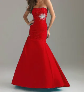 vestido de festa bezmaksas piegāde jauns dizains karstā pārdevējs kristāla frēzēšana Strapless Kleita sarkanā ilgi prom 2019 līgavas māsa kleitas 0