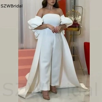 Jaunas Ielidošanas Laivu Kakla Balta vakarkleita 2023 Bikses Formālu kleita Vakara tērpi Bikses Vestidos de gala