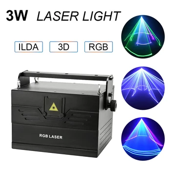 Jaunu 3W Animācija skenēšanas RGB lāzera gaismu 3D ILDA DMX spēcīgu gaismas lāzeru gaismas DJ diskotēka kāzu kluba skatuves gaismas efekts