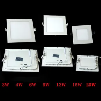 Regulējamas 3W 9W 12W 18W 25W LED Panelis Gaismas, Silta Balta/auksti Balta kvadrātveida Apturēta LED Griestu Vietas Apgaismojums Spuldzes AC85-265V bezmaksas