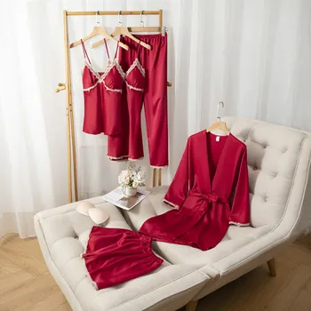 5GAB Sleepwear Pidžamas Komplekts Sievietēm Gadījuma Satīna Naktsveļu Lounge Valkāt Ir 2021. Jaunu Pidžamas Peldmētelis Kimono Kleita Apakšveļa 0
