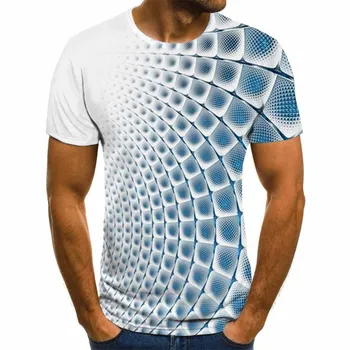 2023 jauno vasaras gadījuma vīriešu T-krekls 3D režģi Harajuku topi trīsdimensiju spirāli T-krekls O-veida kakla krekli plus lieluma streetwear