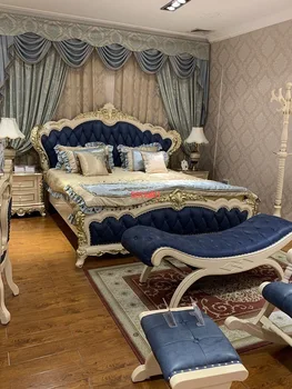 Malan mēbeles franču princese gulta guļamistabā kombinācijā guļamistabā ir divguļamā gulta, kāzu gulta gaismas luksusa masīvkoka gulta 0