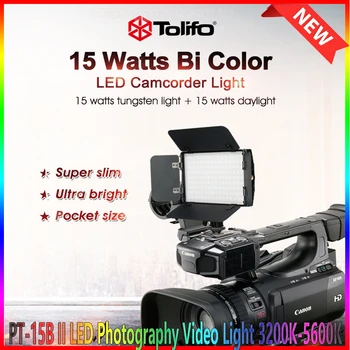 Tolifo PT-15B II LED Video Gaisma 2.4 G Wirelesss Tālvadības Bi-3200K Krāsu-5600K Fotogrāfija Paneļa Lampas ar Barndoors 0