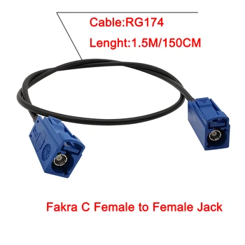 1.5 M Fakra C RF Koaksiālie sievišķais Savienotājs Fakra C Sievietes Fakra C Sieviešu Izvadu Pagarināšana RG174 Kabelis, Auto GPS Antenas 0