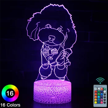 Suņi LED 3D Nakts Gaismas Pieskārienu, Tālvadības pults Jaunums Galda Galda Lampu Istabas Dekori Ziemassvētku un Dzimšanas dienas Dāvana -509 Nr. 0