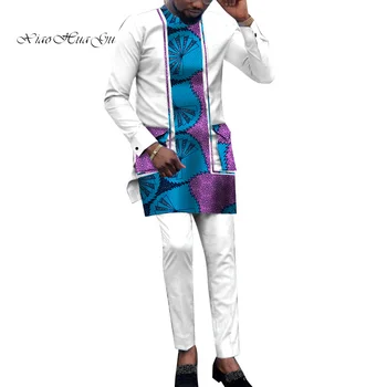 Āfrikas Vīriešu Apģērbu Komplekts 2 Gabali Kleita Krekli un Bikses Vīriešu Modes Dashiki Āfrikas Kleitas, Drēbes, Drēbes, Apģērbs, Uzvalki WYN1424