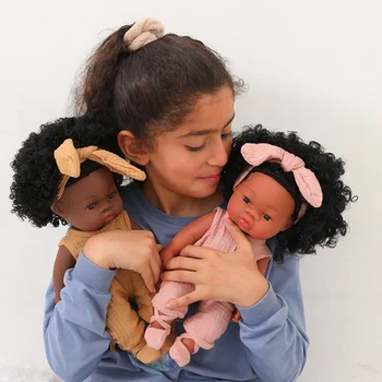 35CM Amerikāņu Atdzimis Black Baby Lelle Vannas Spēlēt Pilnu Silikona Vinila Bērnu Lelles Spilgti Jaundzimušo Bērnu Rotaļlietas Lelle Meitene Ziemassvētku Dāvanu