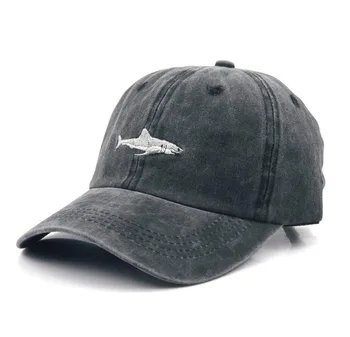 Karstā Vienkārši Izšūšana Haizivs Logo Tīrtoņa Krāsu WomenMen Pavasara Vasaras Tētis Caps Ielu Hip Pop Zvejas Un Golfa Beisbola Cepures 0