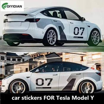 Jaunu pielāgotu auto uzlīmes Tesla Model Y ķermeņa ārējo apdari īpašu sporta auto uzlīmes filmu piederumi