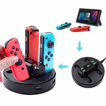 Gamepad Kontrolieris Nintendo Nintend Slēdzis Joycon Prieku Con Uzlādes Doks Lādētāju Dokstacija Stāvēt Bāzes Portatīvo Joyicon 5
