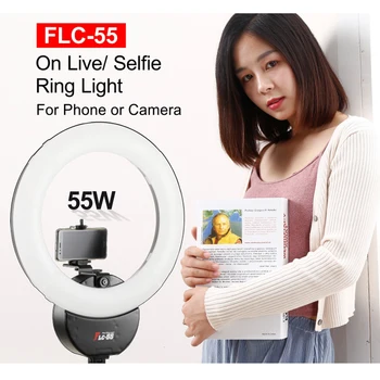 55W Mīksto Gredzenu Apgaismojums 5600K Portatīvie Video Selfie Gaisma Studijas Fotografia Ar Tālruņa Turētājs+Filtrs 0