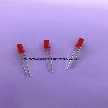 1000PCS Red 2MM cilindrisku led Izkliedētās 1.8-2.4 V DIP LED Lampas, īsām kājām 0
