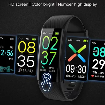 NEW Smart Skatīties Fitnesa Trackers Sirds ritma Monitors Pulsa oksimetru Termometru, asinsspiediena Smart aproce iPhone Xiaomi 0
