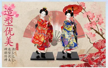 JAUNU 12inch 30cm Japāņu Brokāta Kimono Kabuki Lelle Geišas Statuetes Statuja Dekoru, Hobiju Displejs Rotaslietu Kolekcija 0