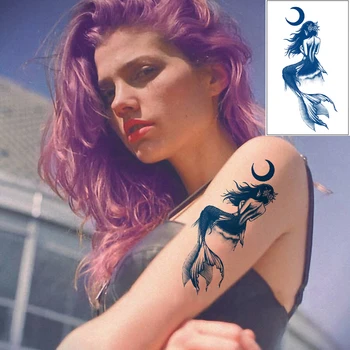 Sexy Viltus Tetovējums Bodi Art Ilgstošu Ūdensnecaurlaidīgus Pagaidu Tetovējums Uzlīme Skorpions Čūska Tetovējums Rokas Viltus Sirēna Tatto Sievietes Vīrieši