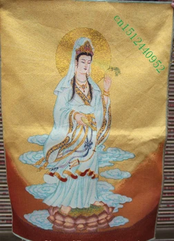 36 collu Ķīnas Zīda izšuvumi Kuan yin Guan Yin Dieviete Tangka Thangka Krāsošana Sienas