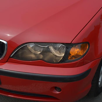 2gab Soft Reālā Oglekļa Šķiedras Uzlīmes priekšējo Lukturu Uzacis, Plakstiņi Apdare BMW E46 323i 328i 325i 330i no 1999. līdz 2004. gadam Modelis Aksesuāri