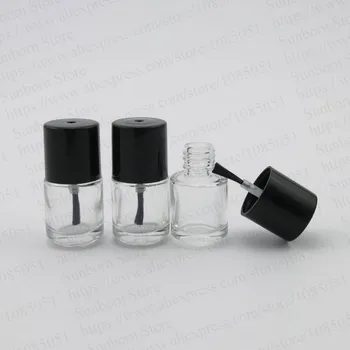 30 X 5ML Mazo Cute Stikla Nagu lakas Pudele 5cc Skaidrs, Apaļas Formas Stikla Pudele ar Melnu Otu Klp 0
