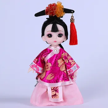 Mini Lelle 16cm BJD 13 Kustamo Locītavas 1/12 Multi-color Matu Princese Lelle Ķīniešu Tērpu Kāzu Kleitas Saģērbt Meitenes DIY Rotaļlietas 0