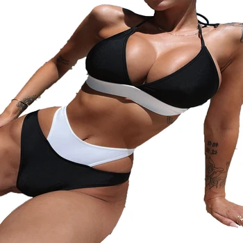 FS Sexy Sievietes Augsta Vidukļa Bustier Bikini Komplekts Pavada Mežģīnes Up peldkostīms Trīsstūris Peldkostīmi, Divi Gabali, Peldkostīmu, Lai Dāma 2022 Jaunas
