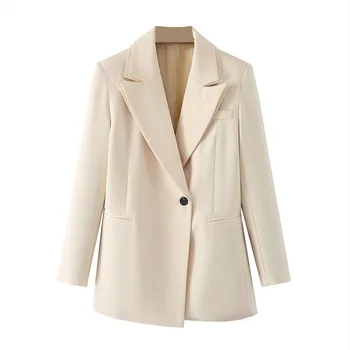 GAR&OYS&ZA2022 Rudens/Ziemas sieviešu modes dubultā atloks šiks tīrtoņa krāsu temperaments uzvalks jaka
