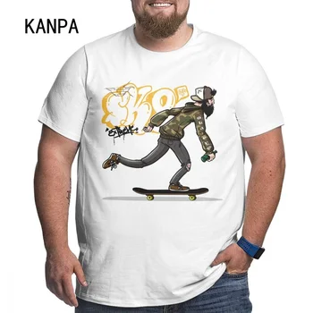 Kanpa Vīriešu Plus Izmēra 5XL HarajukuT Krekli Streetwear Bīdāmās plate Treniņu Krekls O Kakla Efektu Whiteized Kokvilnas T-Krekls 0