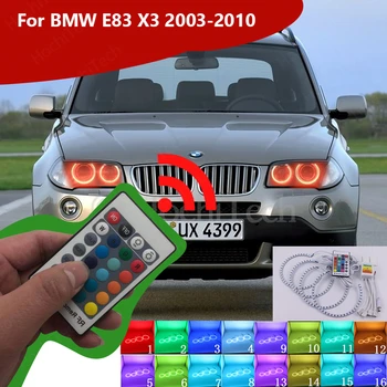 BMW E83 X3 2003 2004 2005 2006-2011 RF tālvadības Multi-Krāsu Ultra spilgtas RGB LED Angel Eyes komplektu Halo gredzeni 0