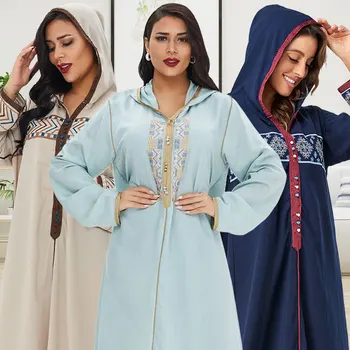 Ramadāna Eid Musulmaņu Abaya Dubaija Musulmaņu Kleita Ir 2021. Islāmu Apģērbs, Apģērbi, Drēbes Musulmaņu Kleitas, Sieviešu Caftan Abaya 0