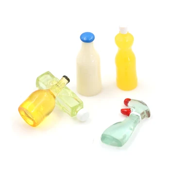 5 Gabali, Plastmasas Virtuves Pudeles Namiņš Miniatūras par Leļļu Piederumi 1:12 Mēroga Rotaļlietas Augstums 3cm 3