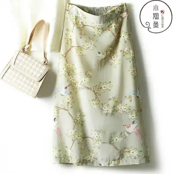 2023 jaunais ķīnas retro stila garā kleita flower drukas modelis elegants ikdienas daliy sieviešu svārki elastīgs viduklis pasaku svārki g519