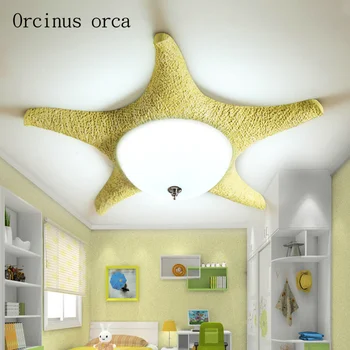 Vidusjūras vienkārši mūsdienu starfish griestu gaismas radošo silts, bērnu istabas, guļamistabas LED griestu lampas bezmaksas piegāde 3