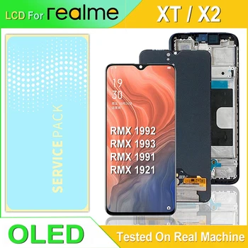 6.4 COLLU OLED LCD OPPO Realme XT / X2 LCD skārienekrānu, Digitizer Montāža RMX1921 RMX1991 RMX1992 RMX1993 LCD Displejs 0